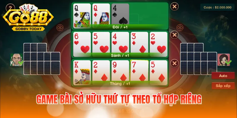 Game bài sở hữu thứ tự theo tổ hợp riêng